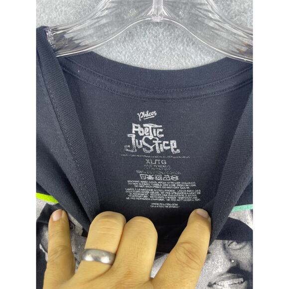 Philco Poetic Justice Tupac Shirt Size XL Black Short Sleeve 90s Rap Hip Hop Tee - Picture 4 of 8